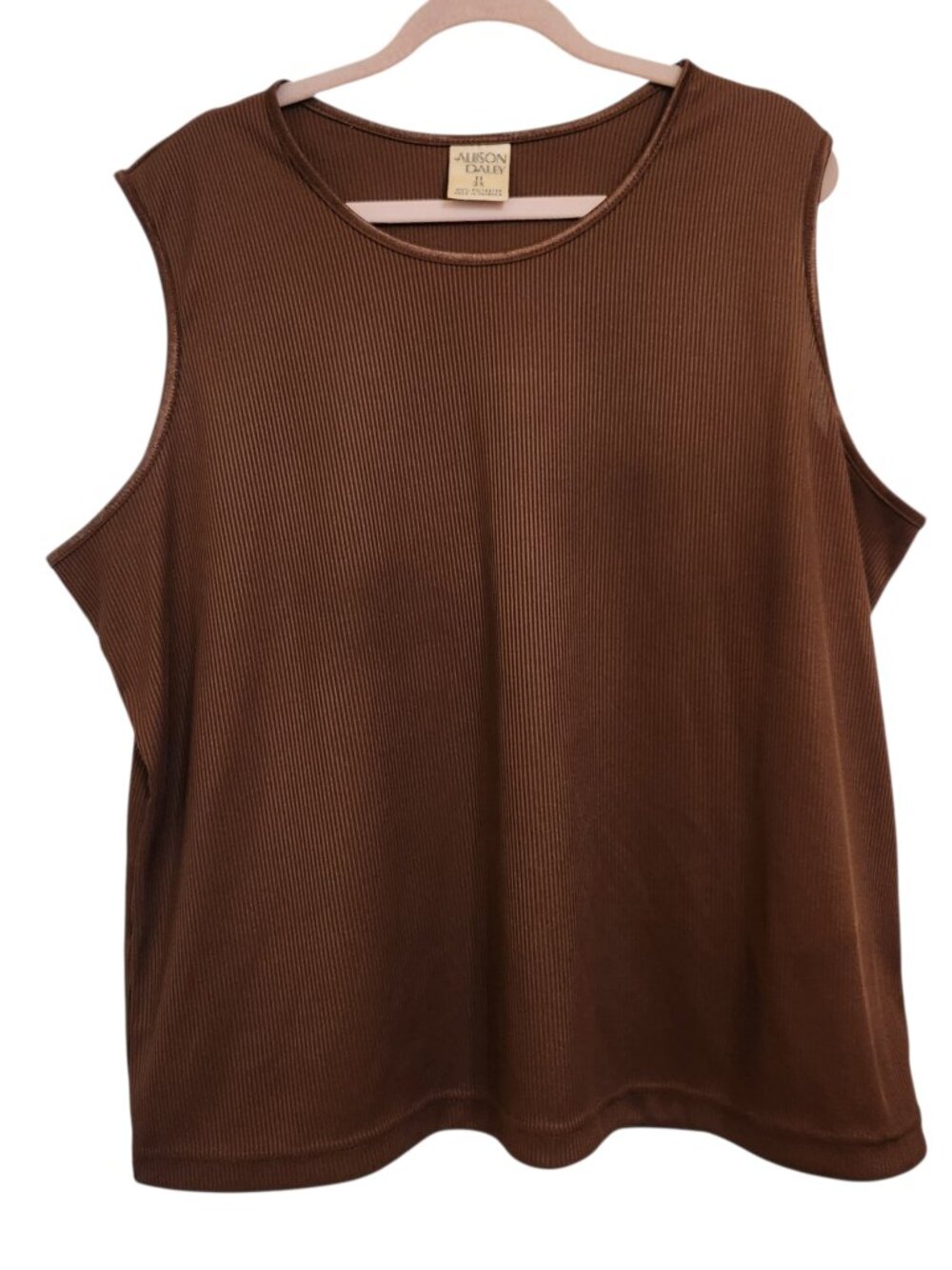 Allison Daley Brown Ribbed Sleeveless Blouse Size 3X